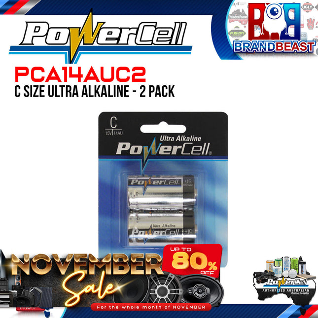 Powercell PCA14AUC2 C Size Ultra Alkaline 2 Pack