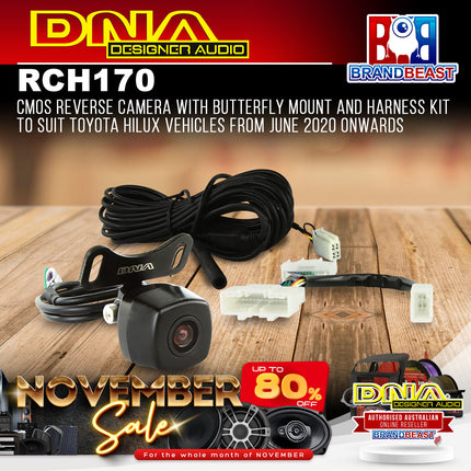 DNA RCH170 CMOS Reverse Camera With Butterfly Mount & Harness Suit Toyota Hilux