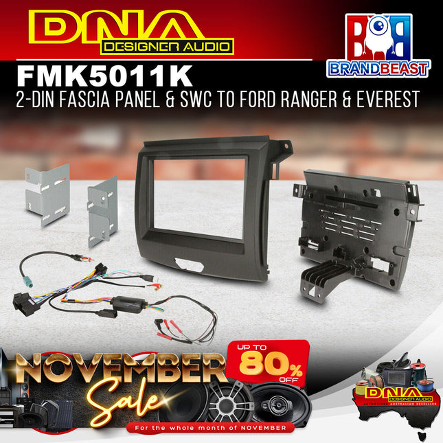 DNA FM-K5011K Double DIN Fascia Panel & SWC To Ford Ranger & Everestt