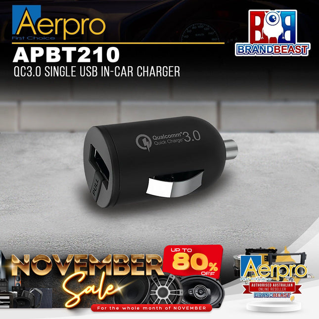 Aerpro APCC110 QC3.0 Single USB In-Car Charger