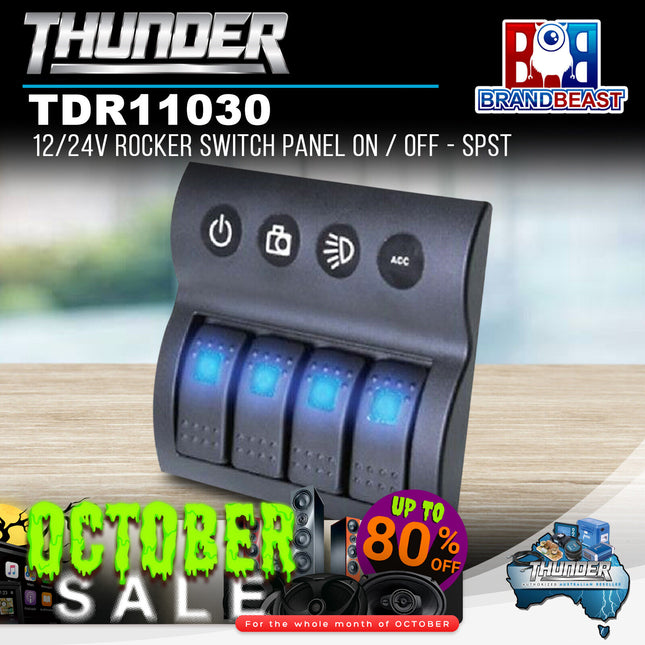 Thunder TDR11030 12/24V Rocker Switch Panel On / Off - SPST