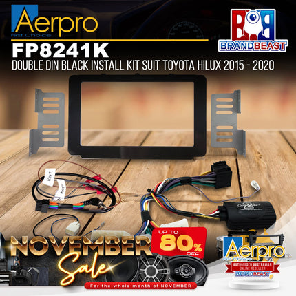 Aerpro FP8241K Double DIN Black Install Kit Suit Toyota Hilux 2015 - 2020