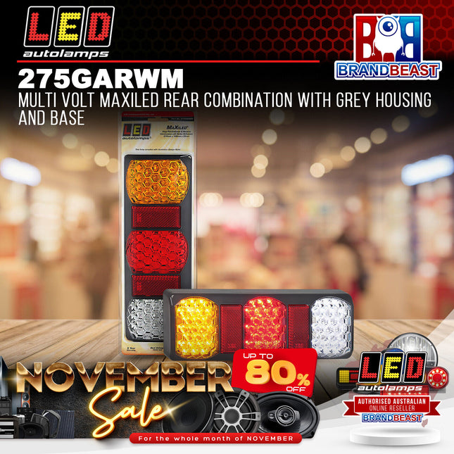 LED Autolamps 275GARWM Multi Volt MaxiLED Rear Combination Grey Housing Base