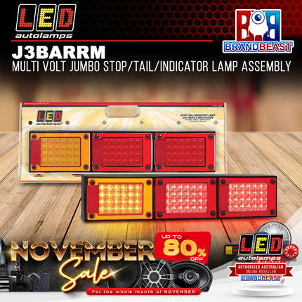 LED Autolamps J3BARRM Multi Volt Jumbo Stop/Tail/Indicator Lamp Assembly