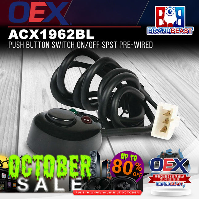 OEX ACX1962BL Push Button Switch On/Off SPST Pre-Wired