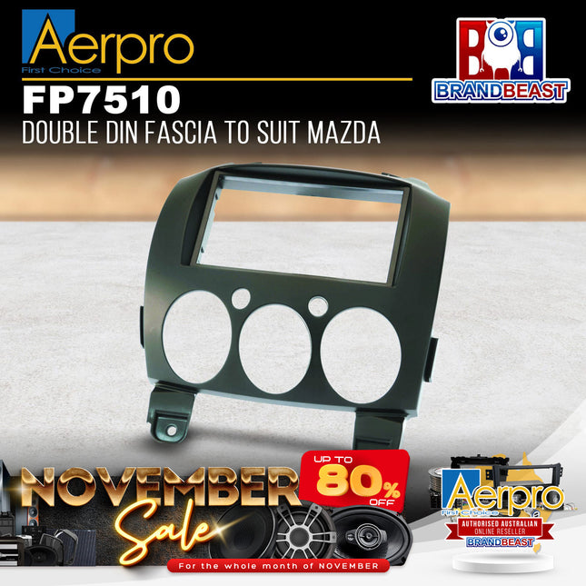 Aerpro FP7510 Double DIN Black Facia Kit Suit Mazda 2 (Demio) DE 2007 - 2014