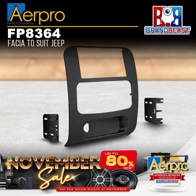 Aerpro FP8364 Double DIN Black Facia Kit Suit Jeep Cherokee KJ 2001 - 2007