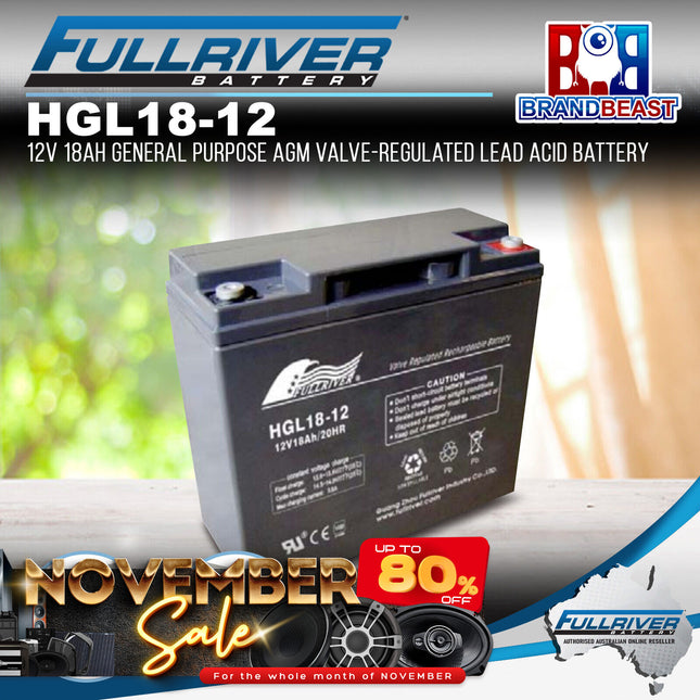 Fullriver HGL18-12 HGL Series 12V 18Ah AGM Valve-Regulated Lead Acid Battery