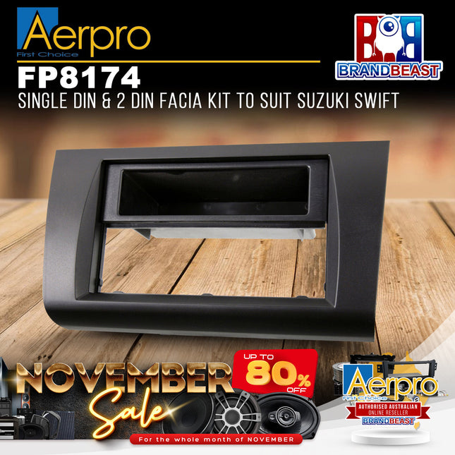 Aerpro FP8174 Single DIN & 2 DIN Facia Kit Suit Suzuki Swift 2005-10 Black