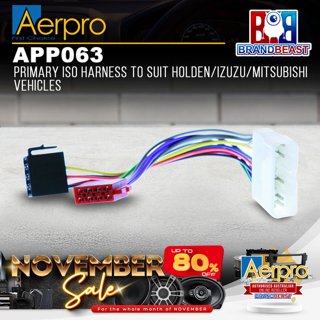 Aerpro APP063 Primary ISO Harness to Suit Holden/Izuzu/Mitsubishi Vehicles