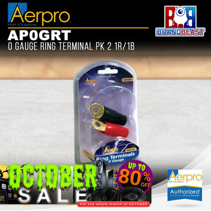 Aerpro AP0GRT 0 Gauge Red/Black Ring Terminal - 2 Pieces