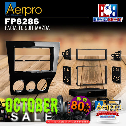 Aerpro FP8286 Single/Double DIN Facia Kit Gloss Black Suit Mazda RX8 2008 - 2010