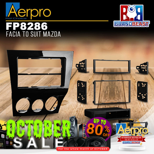 Aerpro FP8286 Single/Double DIN Facia Kit Gloss Black Suit Mazda RX8 2008 - 2010