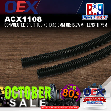 OEX ACX1108 Convoluted Split Tubing ID:12.6mm OD:15.7mm - Length 75m