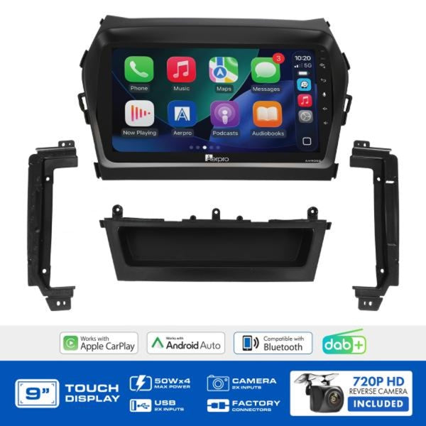 Aerpro AMDHY25 9" Wireless CarPlay Android Auto DAB+ Hyundai Santa Fe 2013-2018