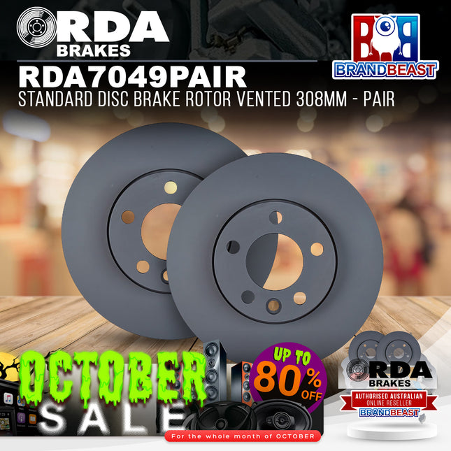 RDA Brakes RDA7049 Standard Disc Brake Rotor Vented 308mm - Pair