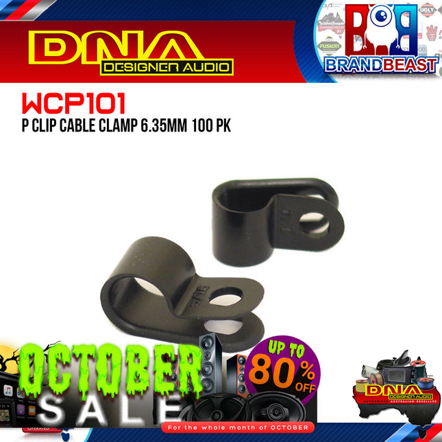 DNA WCP101 6.35mm Black Nylon P Clip Cable Clamps - 100 Pieces