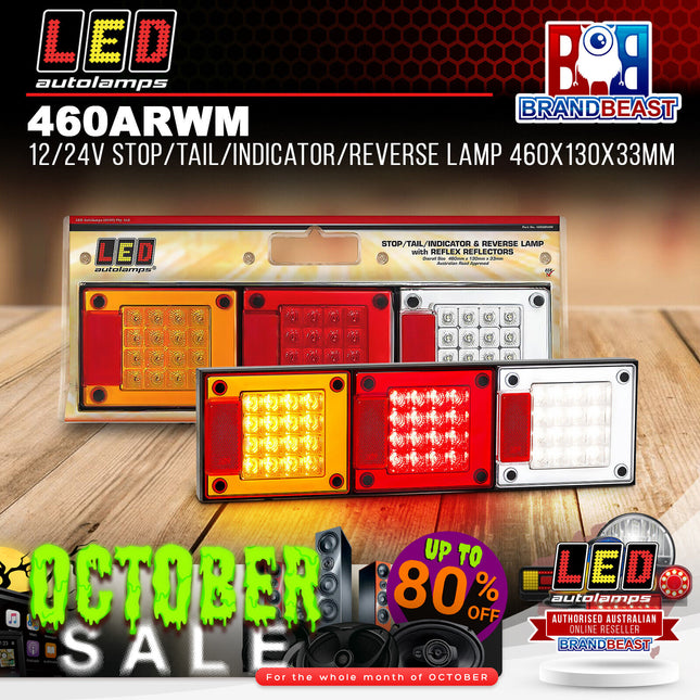 LED Autolamps 460ARWM 12/24V Stop/Tail/Indicator/Reverse Lamp 460x130x33mm