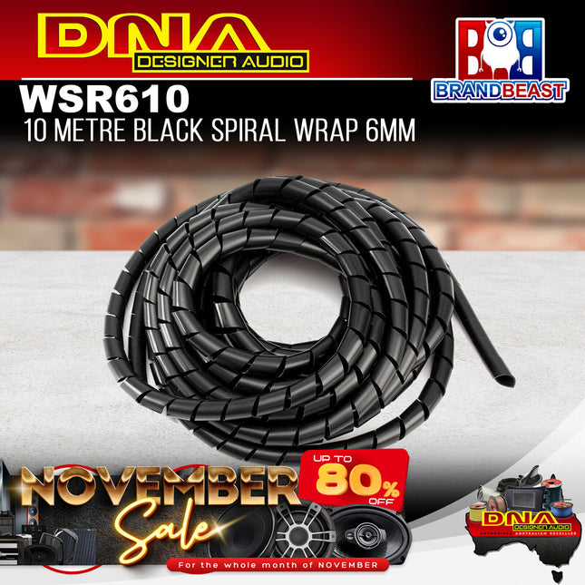 DNA WSR610 6mm Black Spiral Wrap - 10 Metres