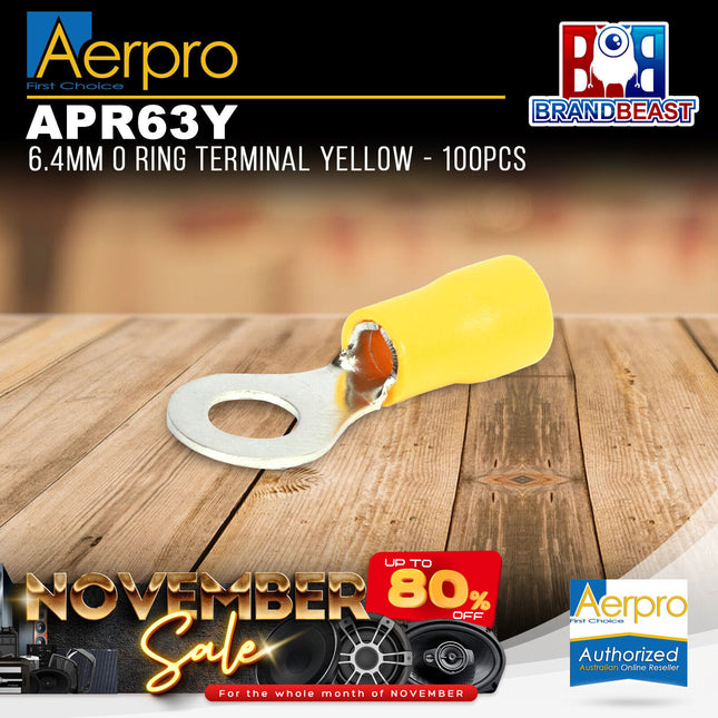 Aerpro APR63Y 6.4mm O Ring Terminal Yellow - 100pcs