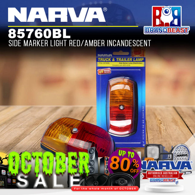 Narva 85760BL Side Marker Light Red/Amber Incandescent