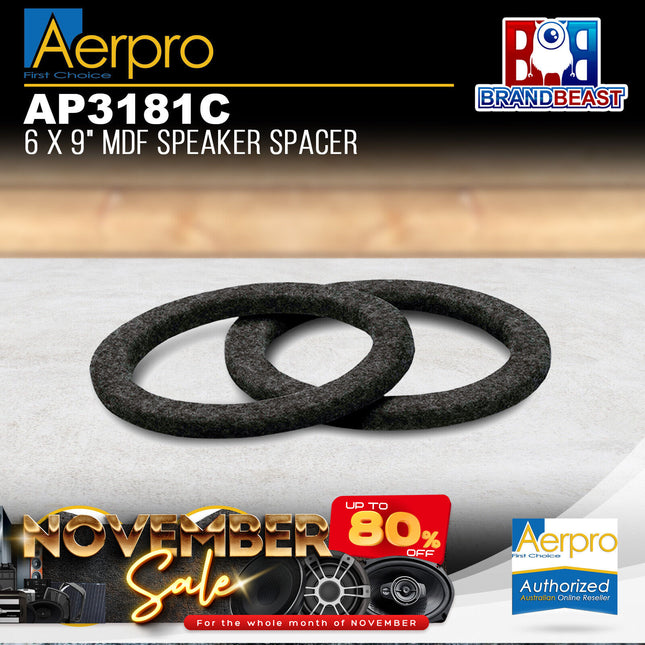 Aerpro AP3181C 6 x 9" Black Carpeted MDF Speaker Spacers