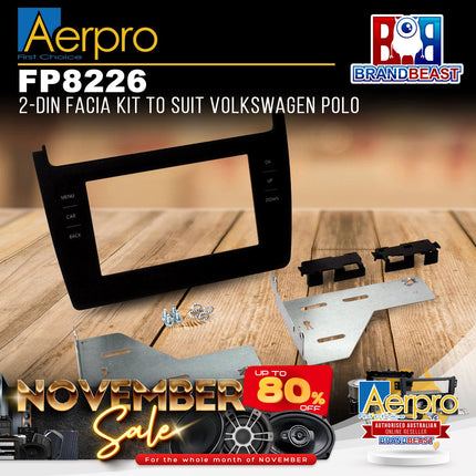 Aerpro FP8226 Double DIN Matte Black Facia Kit Suit Volkswagen Polo 2015