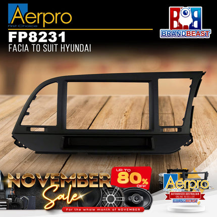 Aerpro FP8231 Double DIN Black Facia Kit Suit Hyundai Elantra AD 2016 - 2020