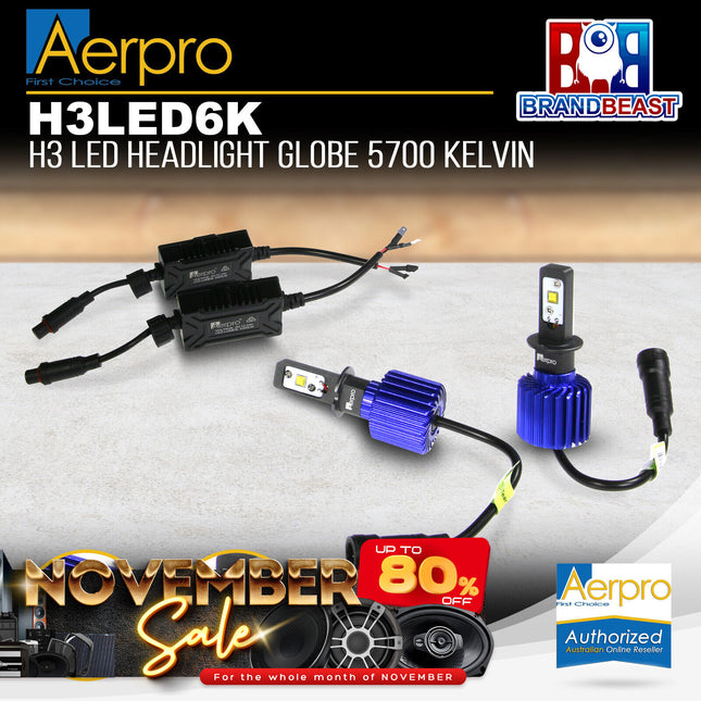 Aerpro H3LED6K H3 LED Headlight Globe 5700 Kelvin