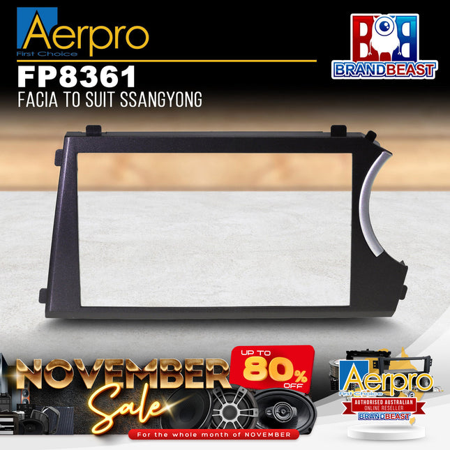 Aerpro FP8361 Double DIN Black Facia Kit Suit Ssangyong Actyon/Kyron