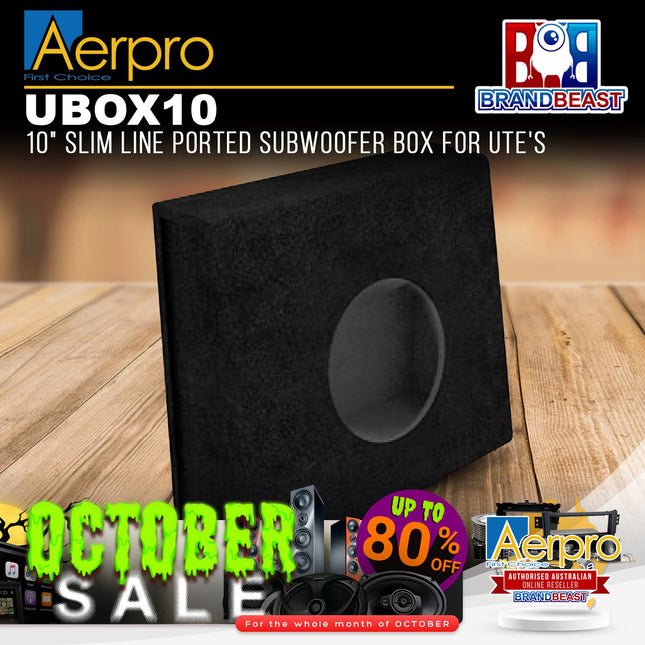 Aerpro UBOX10 10" Slim Line Ported Subwoofer Box For UTE's