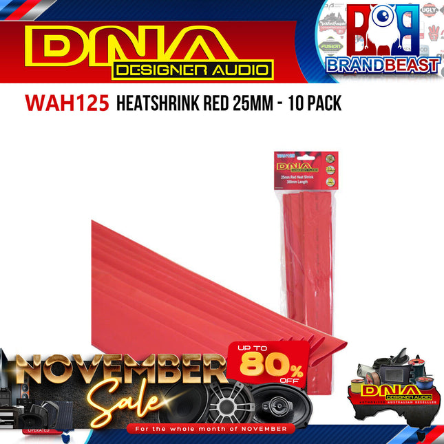 DNA WAH125 25mm Heatshrink Red - 10 Pieces