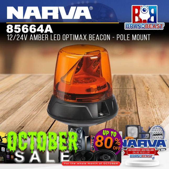 Narva 85664A 12/24V Amber LED Optimax Beacon - Pole Mount