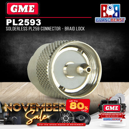 GME PL2593 Solderless PL259 Plug Braid Lock