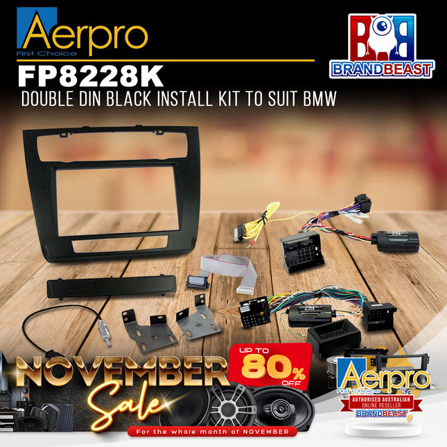 Aerpro FP8228K Double DIN Black Install Kit Suit BMW 1 Series 2004 - 2011