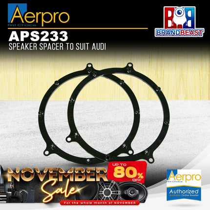 Aerpro APS233 Factory Speaker Adaptor Spacers Suit Audi 165mm