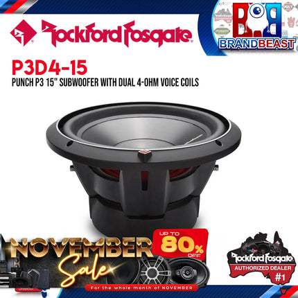 Rockford Fosgate P3D4-15 Punch 15" P3 4-Ohm DVC Subwoofer