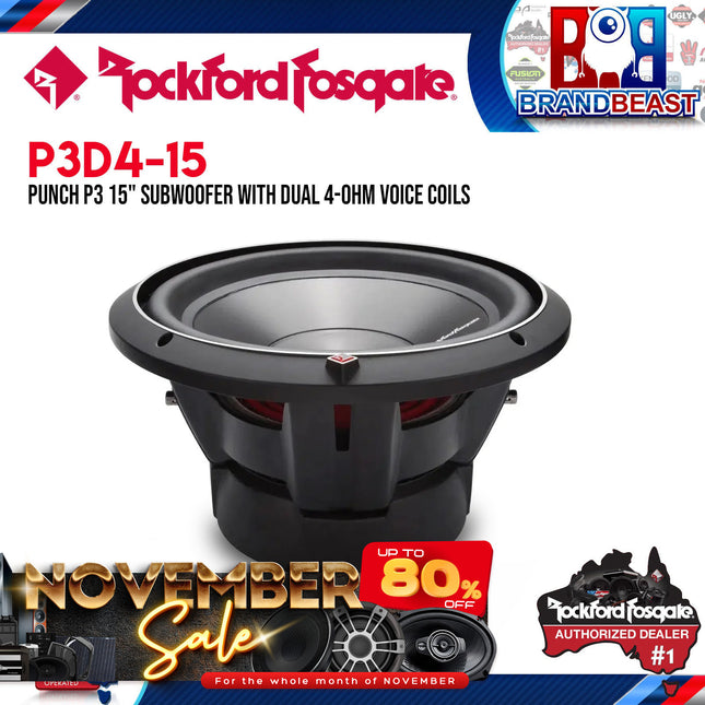 Rockford Fosgate P3D4-15 Punch 15" P3 4-Ohm DVC Subwoofer