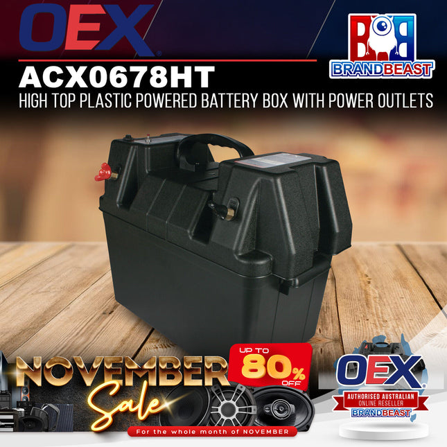 OEX ACX0678HT High Top Plastic Powered Battery Box With Power Outlets