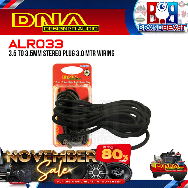 DNA ALR033 3M 3.5MM Stereo Plug To 3.5MM Right Angle Plug Audio Lead