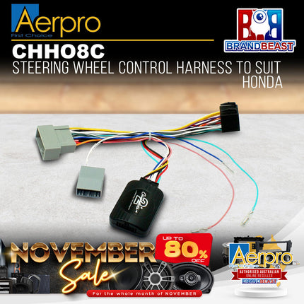 Aerpro CHHO8C Steering Wheel Control Harness to Suit Honda Jazz/City/HR-V