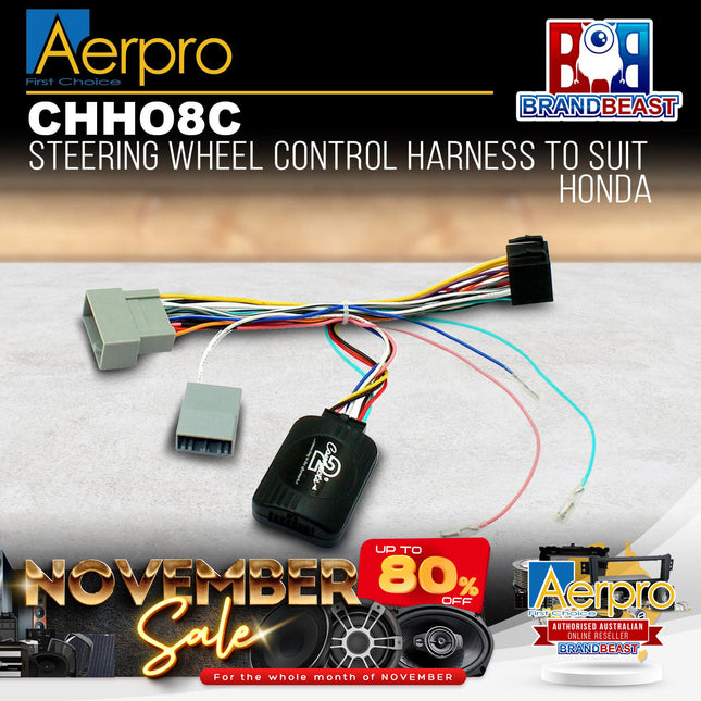 Aerpro CHHO8C Steering Wheel Control Harness to Suit Honda Jazz/City/HR-V