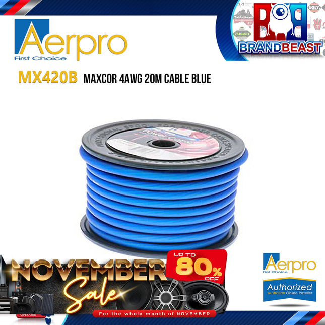 Aerpro MX420B Maxcor 4AWG 20m Blue Cable