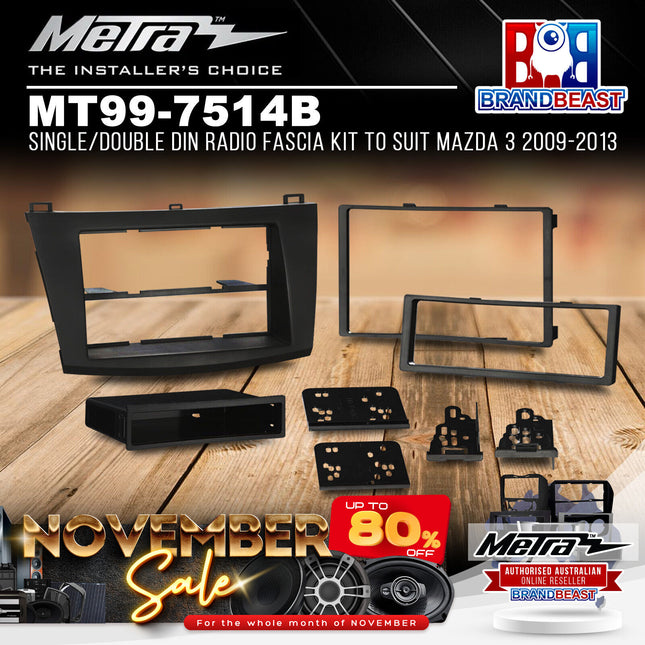 Metra MT99-7514B Single/Double DIN Radio Fascia Kit To Suit Mazda 3 2009-2013