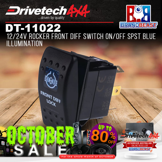 Drivetech4X4 DT-11022 12/24V Rocker Front Diff Switch On/Off SPST