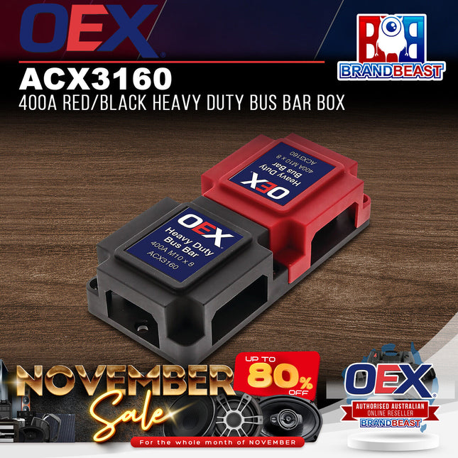 OEX ACX3160 400A Red/Black Heavy Duty Bus Bar Box