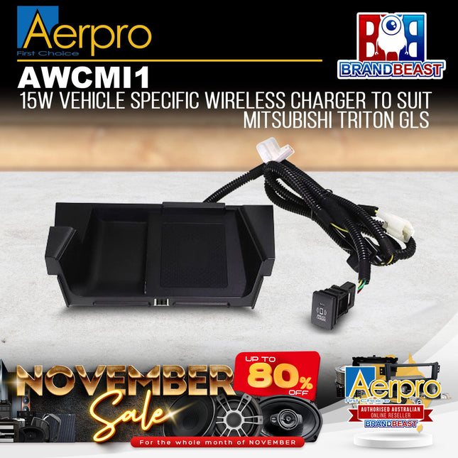Aerpro AWCMI1 15W Wireless Smartphone Charger Suit Mitsubishi Triton 2019 - ON
