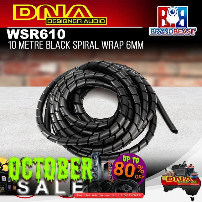 DNA WSR610 6mm Black Spiral Wrap - 10 Metres