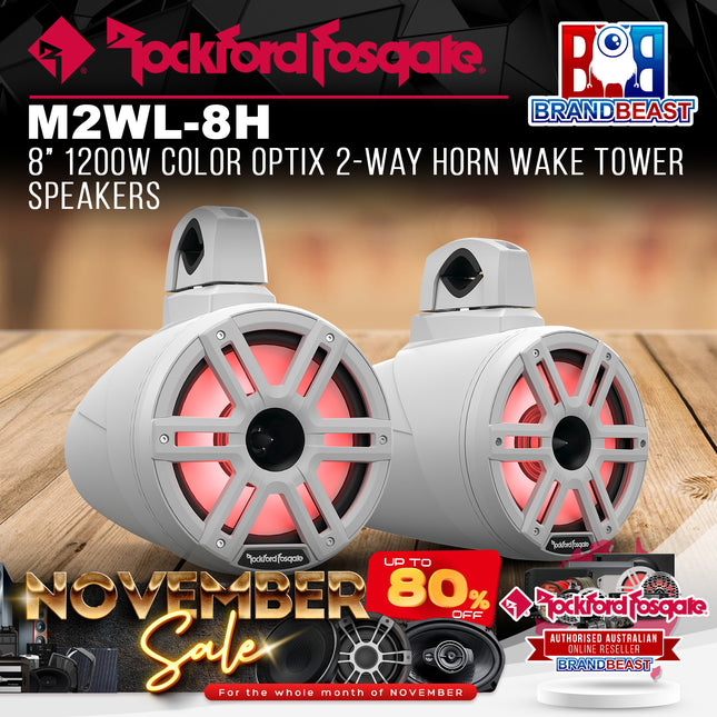 Rockford Fosgate M2WL-8H M2 8" 1200W Color Optix 2-Way Horn Wake Tower Speakers