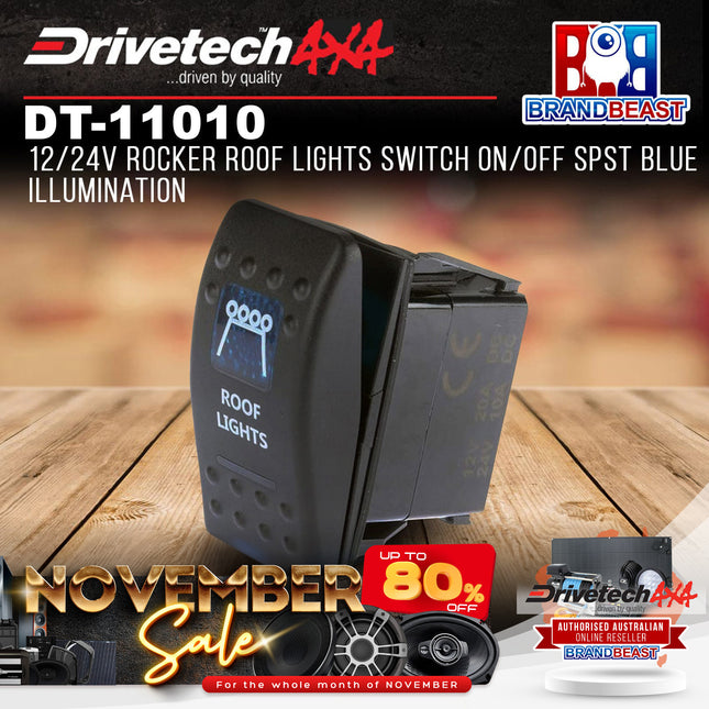 Drivetech4X4 DT-11010 12/24V Rocker Roof Lights Switch On/Off SPST